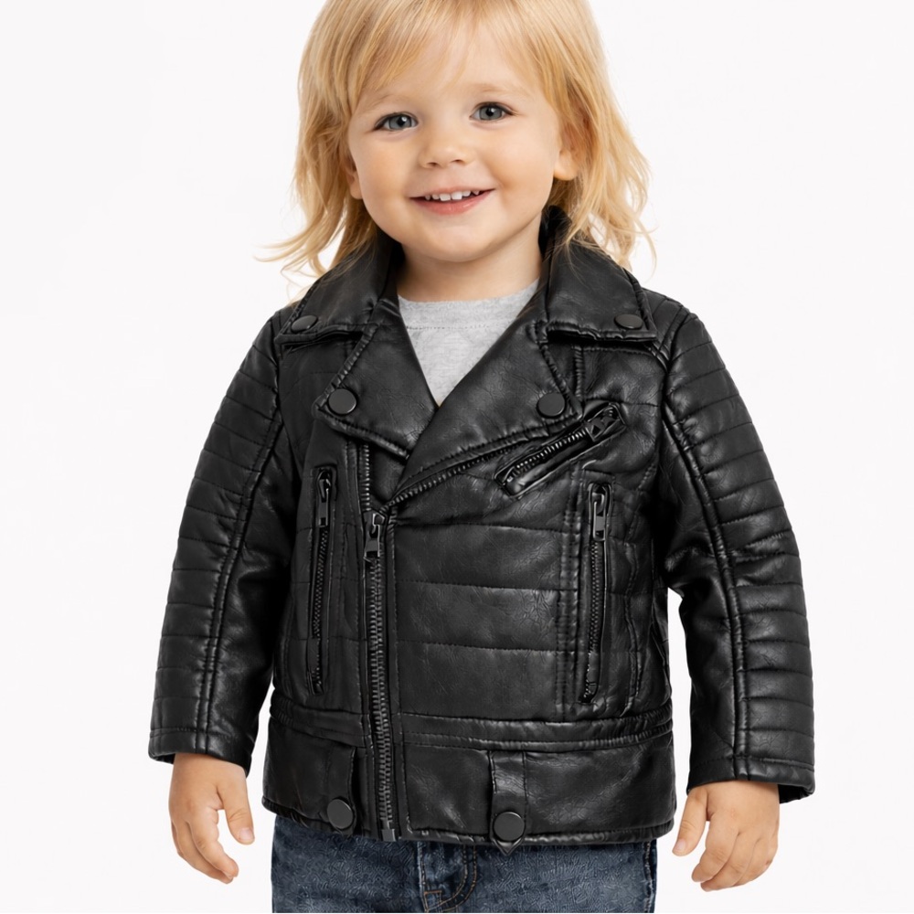 Jordan Craig Kids Legacy Edition Black Vegan Leather Moto Jacket Unisex Size 3T